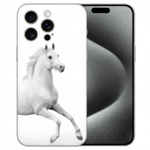 Silikon Schutzhülle Etui mit eigenem Fotodruck Pferd für iPhone 15 Pro Back Case