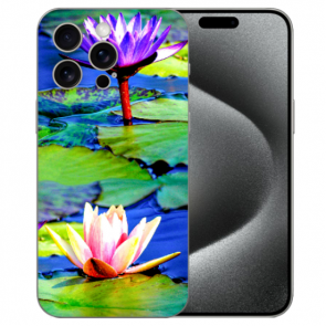 Silikon Individuelle Schale Cover Case mit eigenem Fotodruck Lotosblumen für iPhone 15 Pro Max 