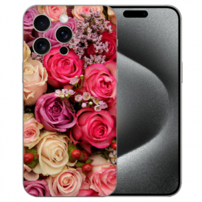 TPU Schutzhülle Cover Case für iPhone 15 Pro mit eigenem Fotodruck Rosen Hülle