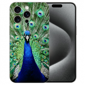 Schutzhülle TPU Cover für iPhone 15 Pro Handy Hülle mit eigenem Fotodruck Pfau