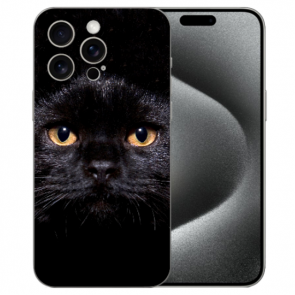 TPU Personalisierte mit eigenem Fotodruck Schwarz Katze für iPhone 15 Pro Hülle