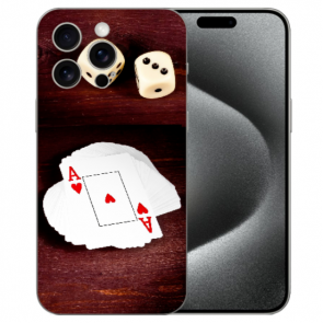 Silikon Schale Cover Case für iPhone 15 Pro Max mit eigenem Bilddruck Spielkarten-Würfel