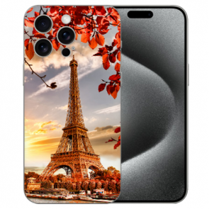 Personalisierte Silikon Schale Cover Case für iPhone 15 Pro Max mit eigenem Bilddruck Eiffelturm