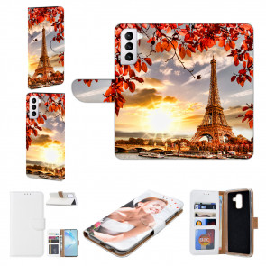 Samsung Galaxy S21 FE Schutzhülle Handy Tasche mit Eiffelturm Fotodruck 