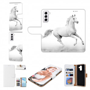 Handyhülle Tasche mit Bilddruck Pferd für Samsung Galaxy S21 Plus