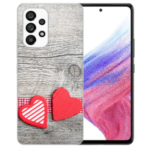 Herzen auf Holz Fotodruck für Samsung Galaxy A33 (5G) TPU Cover Case 