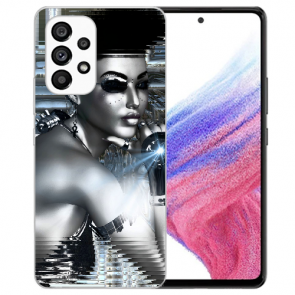 Silikoncover Case Etui für Samsung Galaxy A23 5G Fotodruck Robot Girl