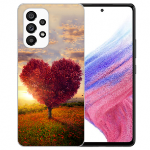 Handy Schale Silikoncover für Samsung Galaxy A53 5G mit Fotodruck Herzbaum