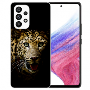 Silikon Cover Case TPU für Samsung Galaxy A53 5G mit Leopard Fotodruck 