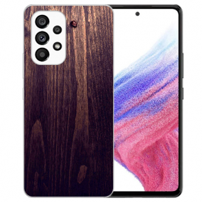 Silikon Handycover Holzoptik dunkelbraun Bilddruck für Samsung Galaxy A53 5G 