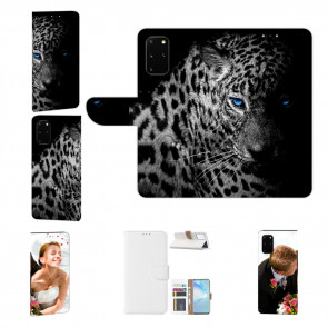 Samsung Galaxy M80s Handy Hülle mit Bilddruck Leopard mit blauen Augen