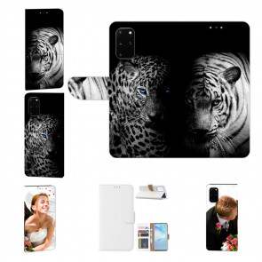 Samsung Galaxy A41 Handyhülle Tasche mit Fotodruck Tiger mit Leopard