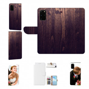 Schutzhülle Tasche Fotodruck Holzoptik dunkelbraun für Samsung Galaxy A73 (5G) 