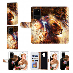 Samsung Galaxy S21 Ultra Schutzhülle Handy mit Bilddruck Löwe Indianerin Porträt