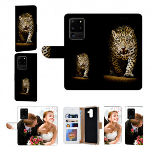 Samsung Galaxy S21 Ultra Handy Hülle mit Leopard beim Jagd Foto Namendruck 