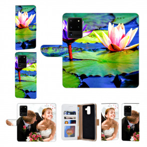 Samsung Galaxy S21 Ultra Handy Hülle mit Foto Namendruck Lotosblumen
