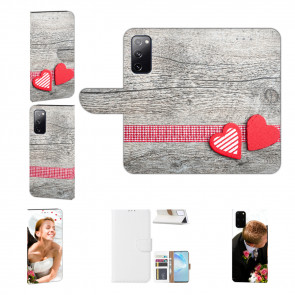 Sideflip Tasche für Samsung Galaxy A73 (5G) Fotodruck Herzen auf Holz