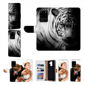 Samsung Galaxy S21 Ultra Handy Hülle mit Foto Namendruck Tiger Schwarz Weiß