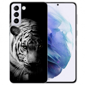 Silikon Hülle Fotodruck Tiger Schwarz Weiß für Samsung Galaxy S22 Plus (5G)
