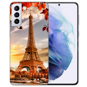 Samsung Galaxy S21 FE Silikon TPU Handy Hülle mit Eiffelturm Bilddruck 