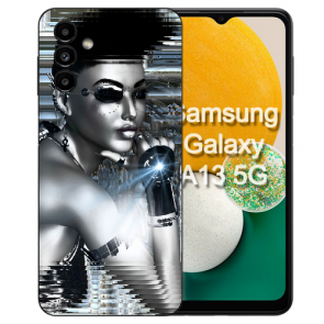 Handy Hülle Silikon Cover für Samsung Galaxy A14 (5G) Robot Girl Fotodruck 