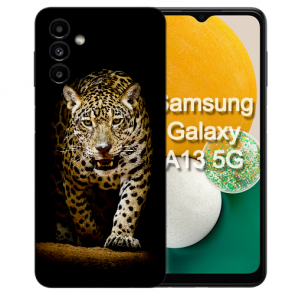 Handy Schale Silikon Fotodruck Leopard bei der Jagd für Samsung Galaxy A14 (5G) 