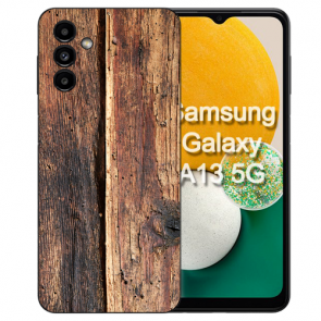 Schutzhülle Silikon Handy Hülle TPU für Samsung Galaxy A55 (5G) Holzoptik Fotodruck Cover Case