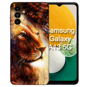 individuelle Hülle mit eigenem Foto für Samsung Galaxy A34 Hülle Weiße Löwenkopf Porträt
