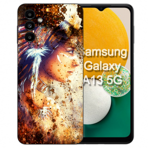 TPU Handy Hülle Silikon für Samsung Galaxy A14 (5G) Fotodruck Indianerin Porträt 