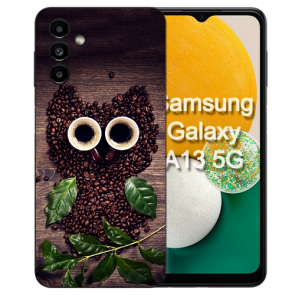 Schutzhülle TPU Handy für Samsung Galaxy A14 (5G) Cover Case Fotodruck Kaffee Eule 