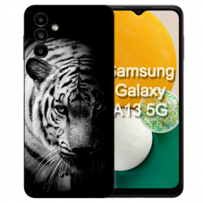 Silikon Schale Etui Cover Case für Samsung Galaxy S23 FE (5G) mit Bilddruck Tiger Schwarz Weiß