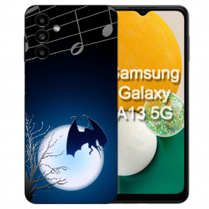 Silikon Handyhülle Cover Case für Samsung Galaxy A25 (5G) mit eigenem Fledermausmond Fotodruck Schale