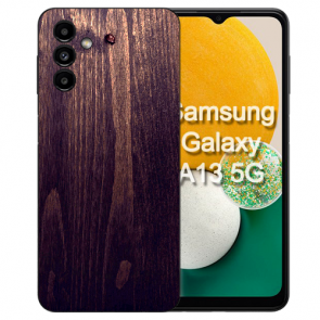 Silikon Handy Hülle TPU für Samsung Galaxy A55 (5G) Holzoptik Dunkelbraun Fotodruck Cover Case