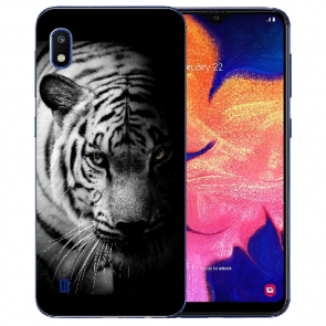 Samsung Galaxy A01 Silikon Hülle mit Bilddruck Tiger Schwarz Weiß