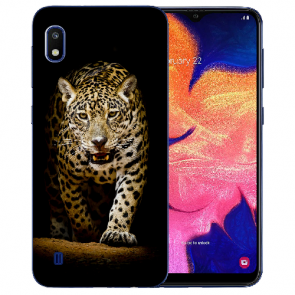 Samsung Galaxy A01 Silikon TPU Hülle mit Bilddruck Leopard beim Jagd