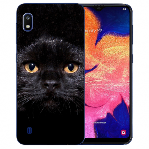 Samsung Galaxy A01 Silikon Schutzhülle TPU mit Bilddruck Schwarz Katze