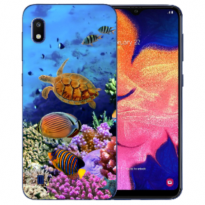 Samsung Galaxy A01 Silikon Hülle mit Bilddruck Aquarium Schildkröten
