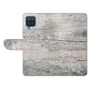 Personalisierte Handyhülle mit HolzOptik Grau Bilddruck für Samsung Galaxy A12 (5G)