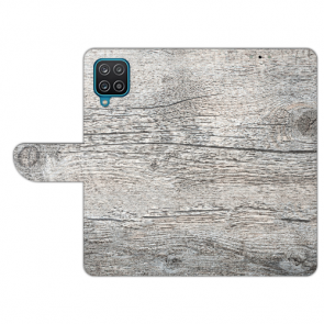 Smartphone Flip Case Bilddruck Holzoptik Grau für Samsung Galaxy A22 (4G) 