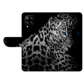 Handycover für Samsung Galaxy A22 (4G) Bilddruck Leopard mit blauen Augen