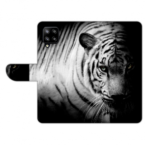 Flip Case Handycover für Samsung Galaxy A22 (4G) Bilddruck Tiger Schwarz Weiß