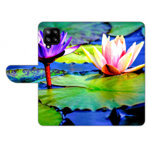 Sideflip Case Schutzhülle Bilddruck Lotosblumen für Samsung Galaxy A22 (4G) 