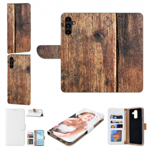 Handy Tasche Hülle Cover für Samsung Galaxy S23 (5G) Holzoptik Bilddruck Etui