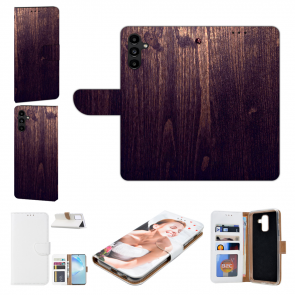 Flipcase Handyhülle mit Bilddruck Holzoptik Dunkelbraun für Samsung Galaxy S23 Plus (5G) 