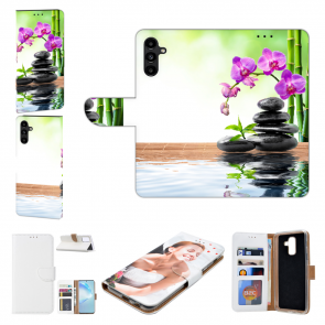 Handyhülle für Samsung Galaxy S23 (5G) Bilddruck Orchidee Bambus und Basaltsteine