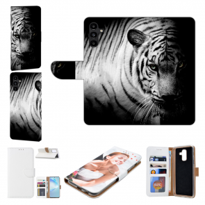 Handyhülle Personalisierte Bilddruck Tiger Schwarz Weiß für Samsung Galaxy S23 (5G)