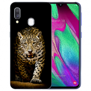 Samsung Galaxy A20e TPU Handy Hülle mit Bilddruck Leopard beim Jagd