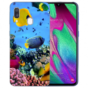 Samsung Galaxy A20 Silikon TPU mit Bilddruck Korallenfische Etui