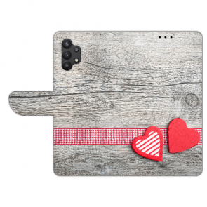 Personalisierte Handyhülle mit Herzen auf Holz Bilddruck für Samsung Galaxy A32 (5G) 