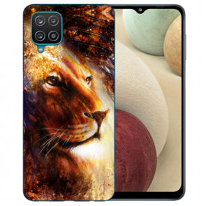 Samsung Galaxy A12 5G Silikon TPU Hülle mit Bilddruck LöwenKopf Porträt
